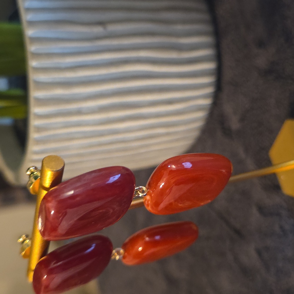 PIPER NICKLE FREE  Burgundy and Orange Dangle Earrings - Picture 2 of 6